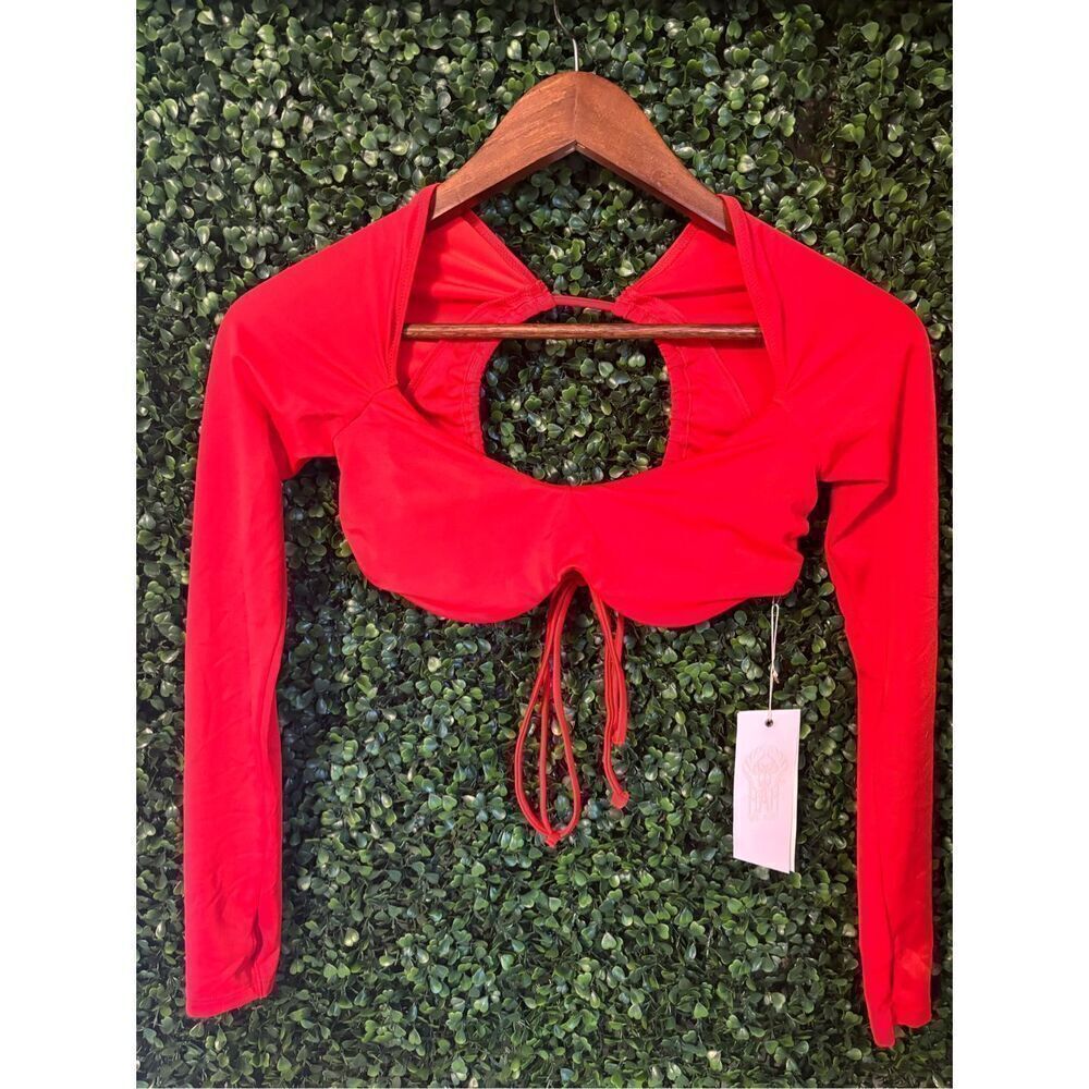 We are HAH Hot as Hell Keep It Up Swim Top Sz Small Red NWT 2